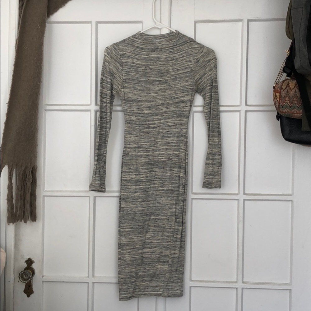 Black Bead Body Con Longsleeve Dress